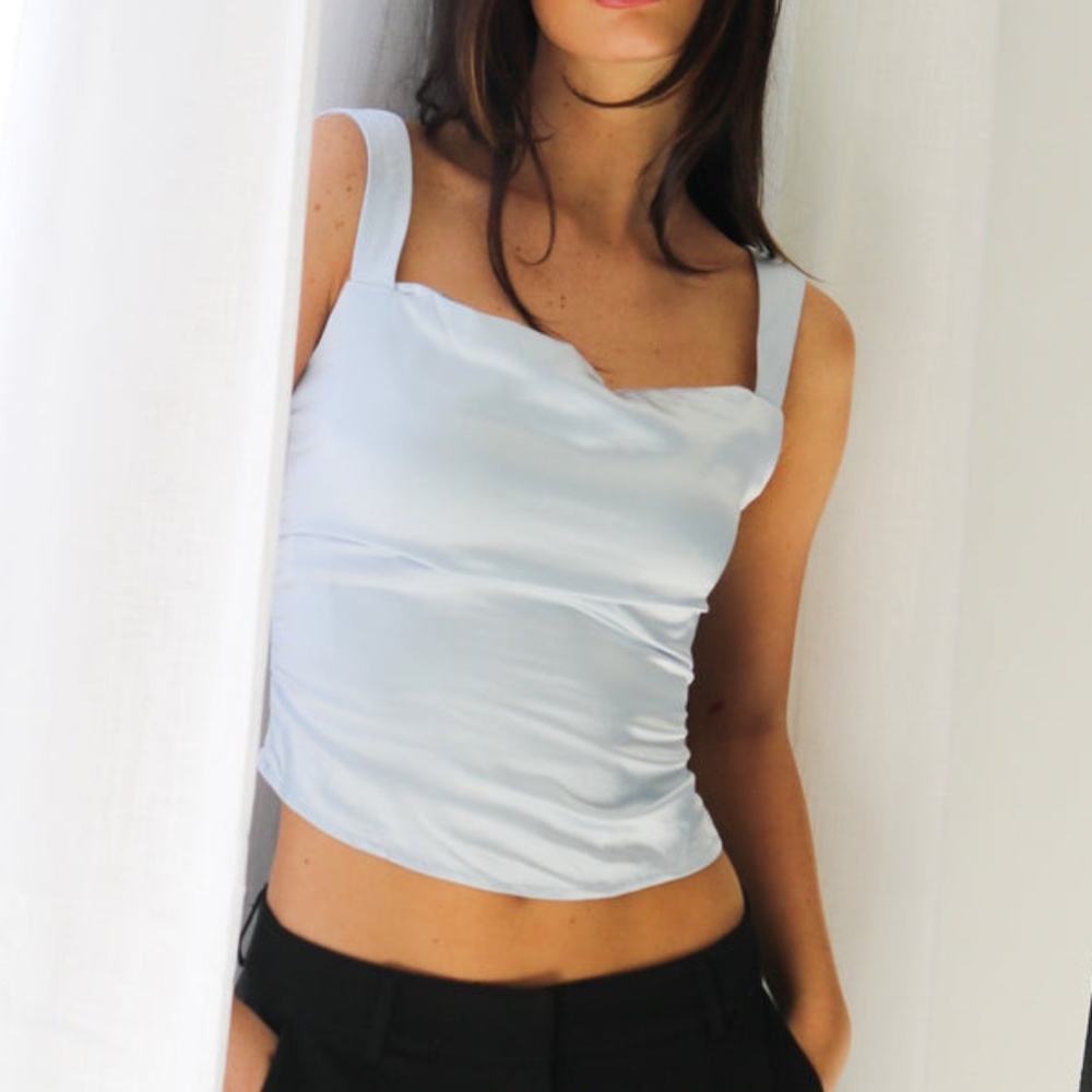 Blue Silk Tank Top